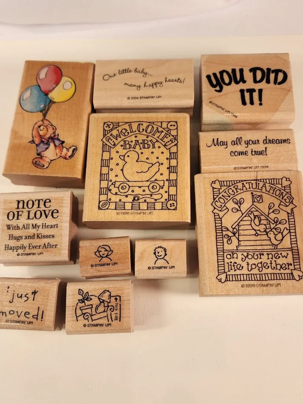 STAMPIN' UP Lot of 11 wood-mounted rubber stamps